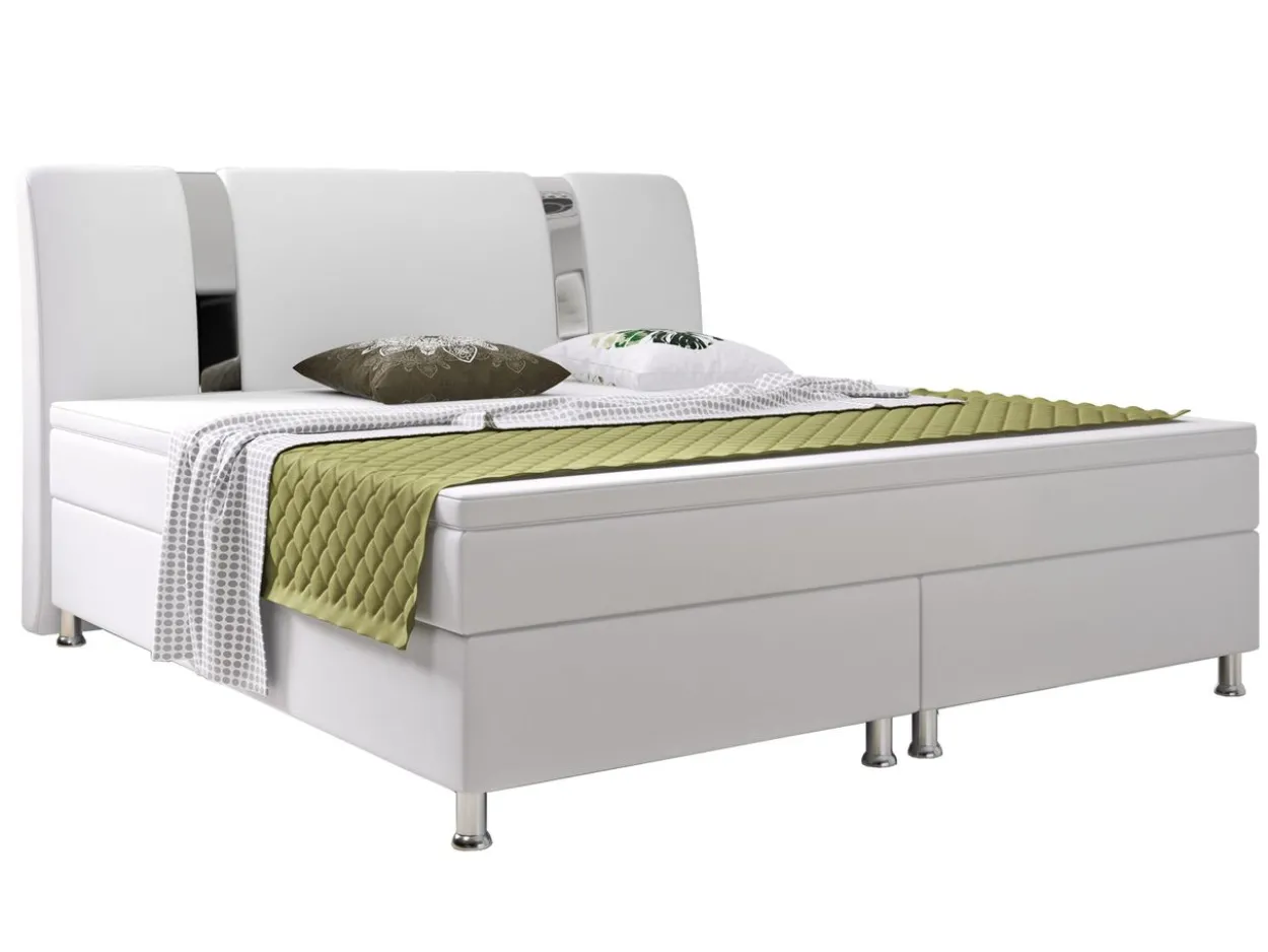 Boxspringbett Riva 180x200 cm Kunstleder Weiß