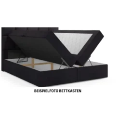 Boxspringbett ROM mit Bettkasten 160 x 200 cm Webstoff Anthrazit Bett Bettkasten