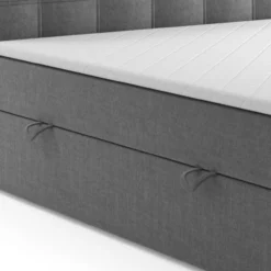 Boxspringbett ROM mit Bettkasten 160 x 200 cm Webstoff Anthrazit Bett Bettkasten
