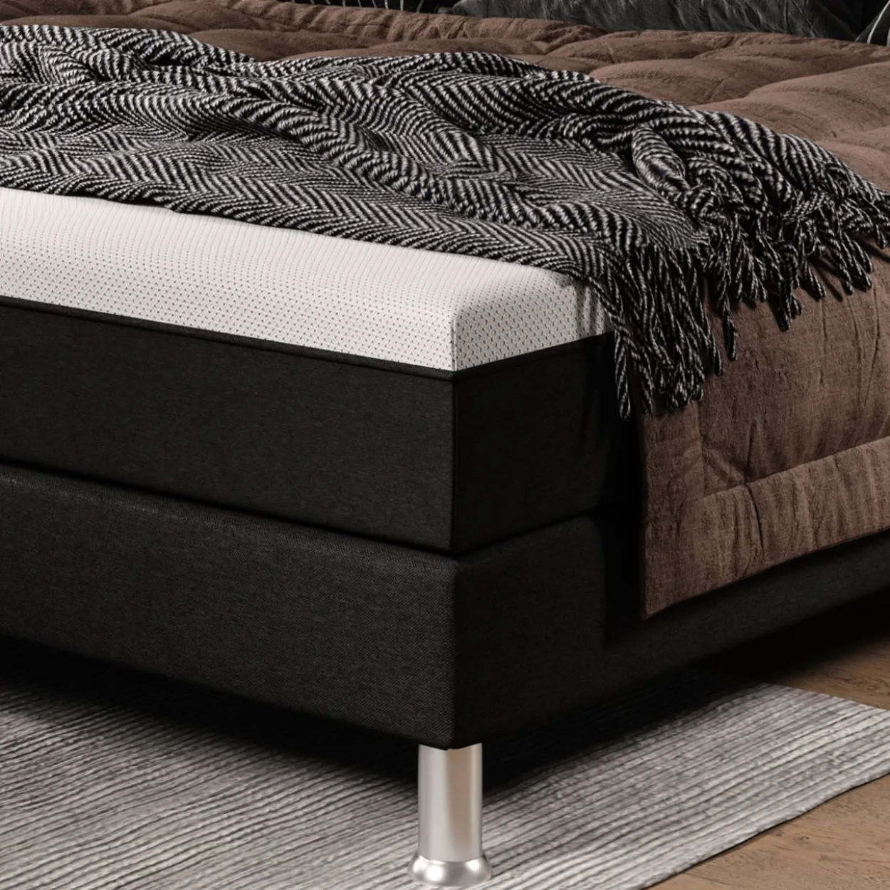 Boxspringbett Sunny Plus 180x200 Webstoff Schwarz