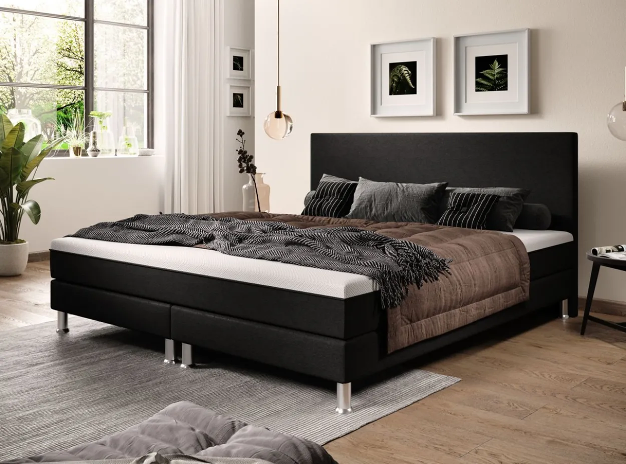 Boxspringbett Sunny Plus 180x200 Webstoff Schwarz