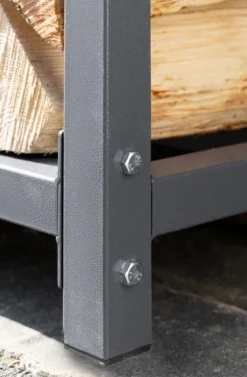 Brennholzregal mit Abdeckung aus Metall, ca. 200 x 25 x 115 cm - Schwarz