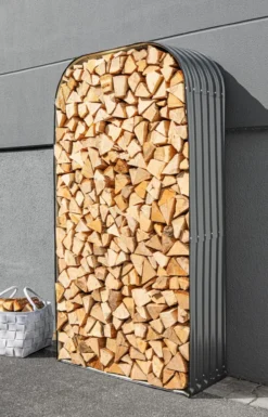 Brennholz Unterstand/Kaminholzregal aus verzinktem Stahlblech, ca. 200 x 105 x 43 cm - Anthrazit