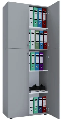 Büroschrank Lona 5-Fach mit Drehtüren grau