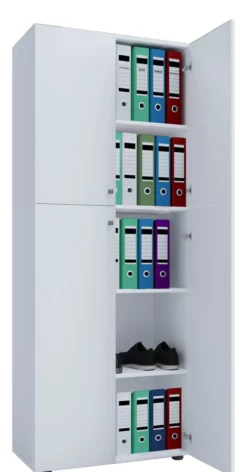 Büroschrank Lona 5-Fach mit Drehtüren weiß