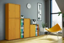 Büroschrank Lona L mit Schiebetüren Buche