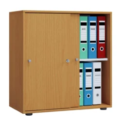 Büroschrank Lona L mit Schiebetüren Buche