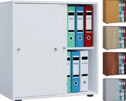 Büroschrank Lona L mit Schiebetüren Weiß