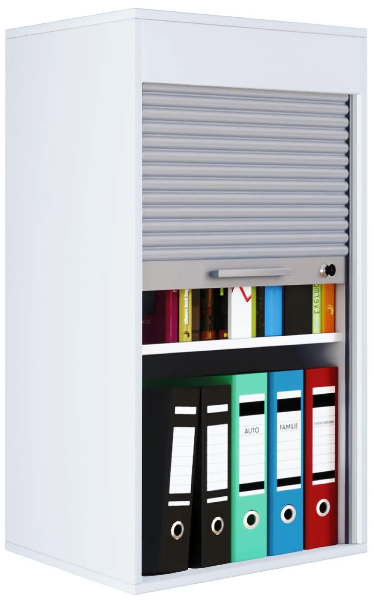 Büroschrank mit Rollladen Aktos L Weiß