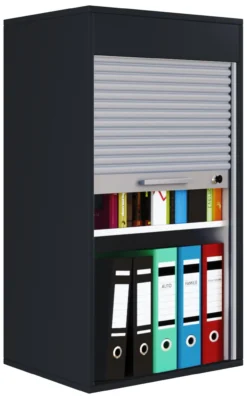Büroschrank mit Rollladen Aktos L Schwarz