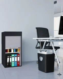 Büroschrank mit Rollladen Aktos L Schwarz