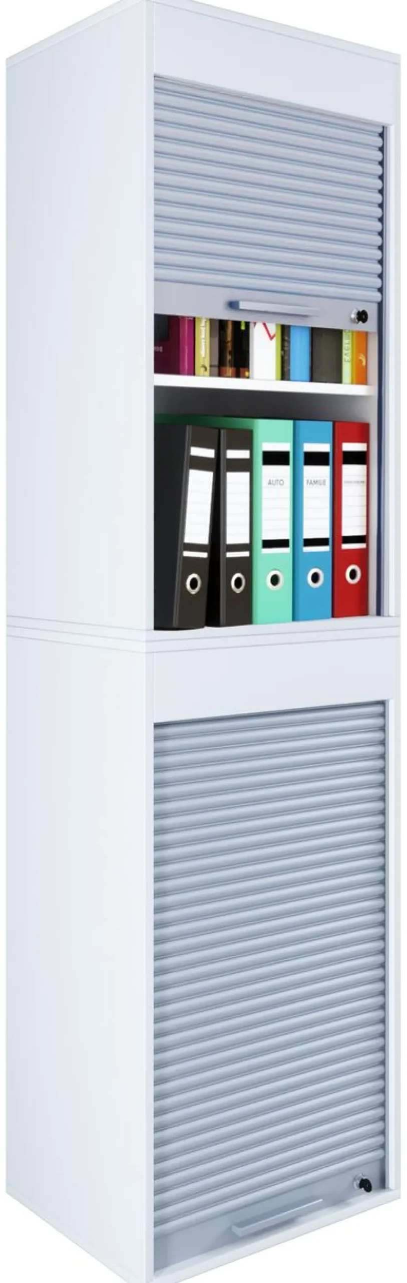 Büroschrank mit Rollladen Aktos XL weiß
