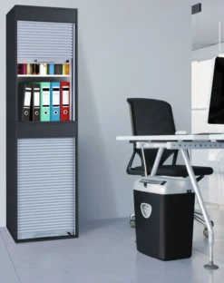 Büroschrank mit Rollladen Aktos XL schwarz