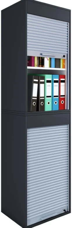 Büroschrank mit Rollladen Aktos XL schwarz