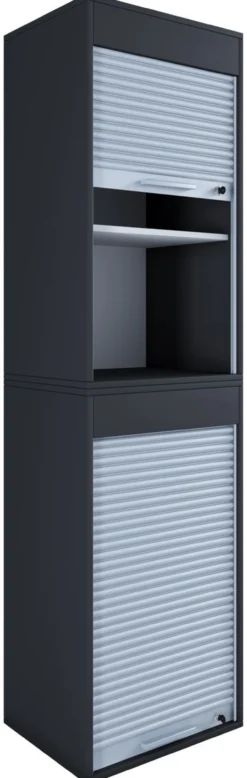 Büroschrank mit Rollladen Aktos XL schwarz