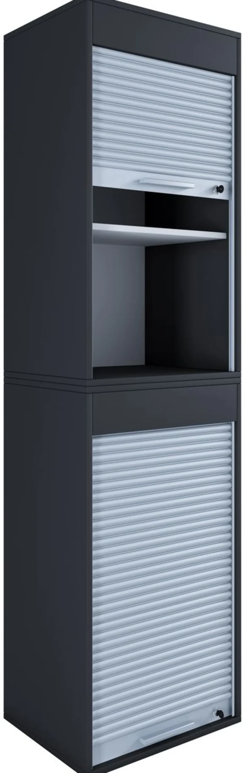 Büroschrank mit Rollladen Aktos XL schwarz