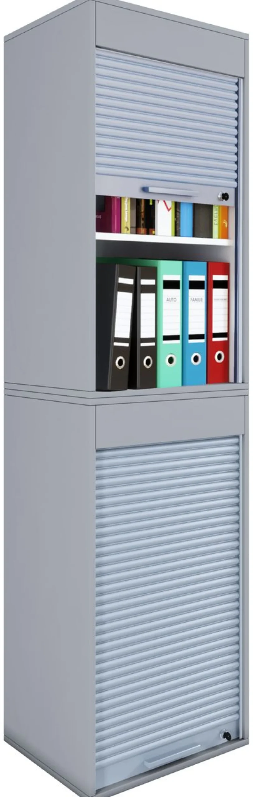 Büroschrank mit Rollladen Aktos XL grau