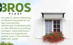 BROSPLAST Hauseingang Vordach aus Aluminium Rahmen 70 cm x 240 cm transparent
