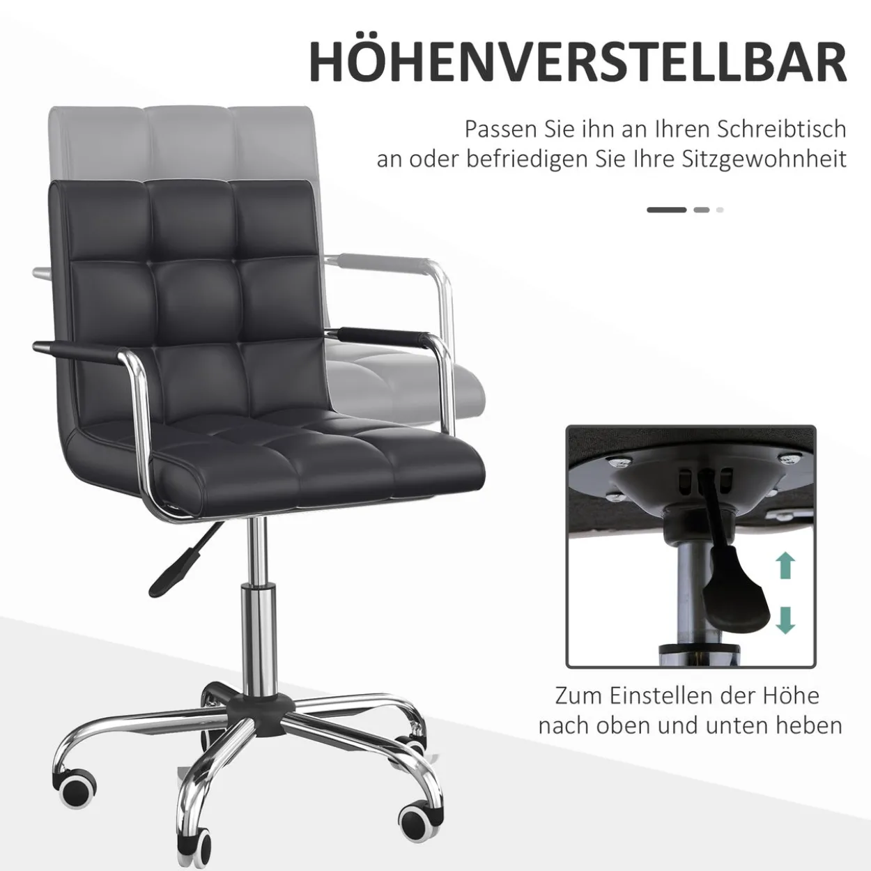 Bürostuhl Drehstuhl Kosmetikhocker Rollhocker Arbeitshocker Schwarz
