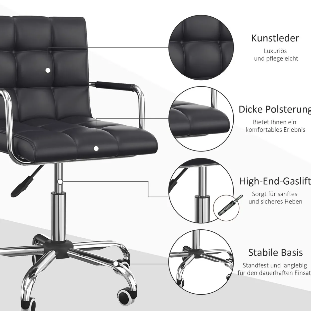 Bürostuhl Drehstuhl Kosmetikhocker Rollhocker Arbeitshocker Schwarz
