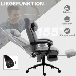 Bürostuhl mit Massagefunktion, Ergonomisch PC Stuhl mit Liegefunktion