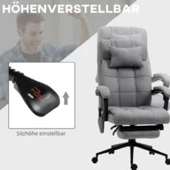 Bürostuhl mit Massagefunktion, Ergonomisch PC Stuhl mit Liegefunktion