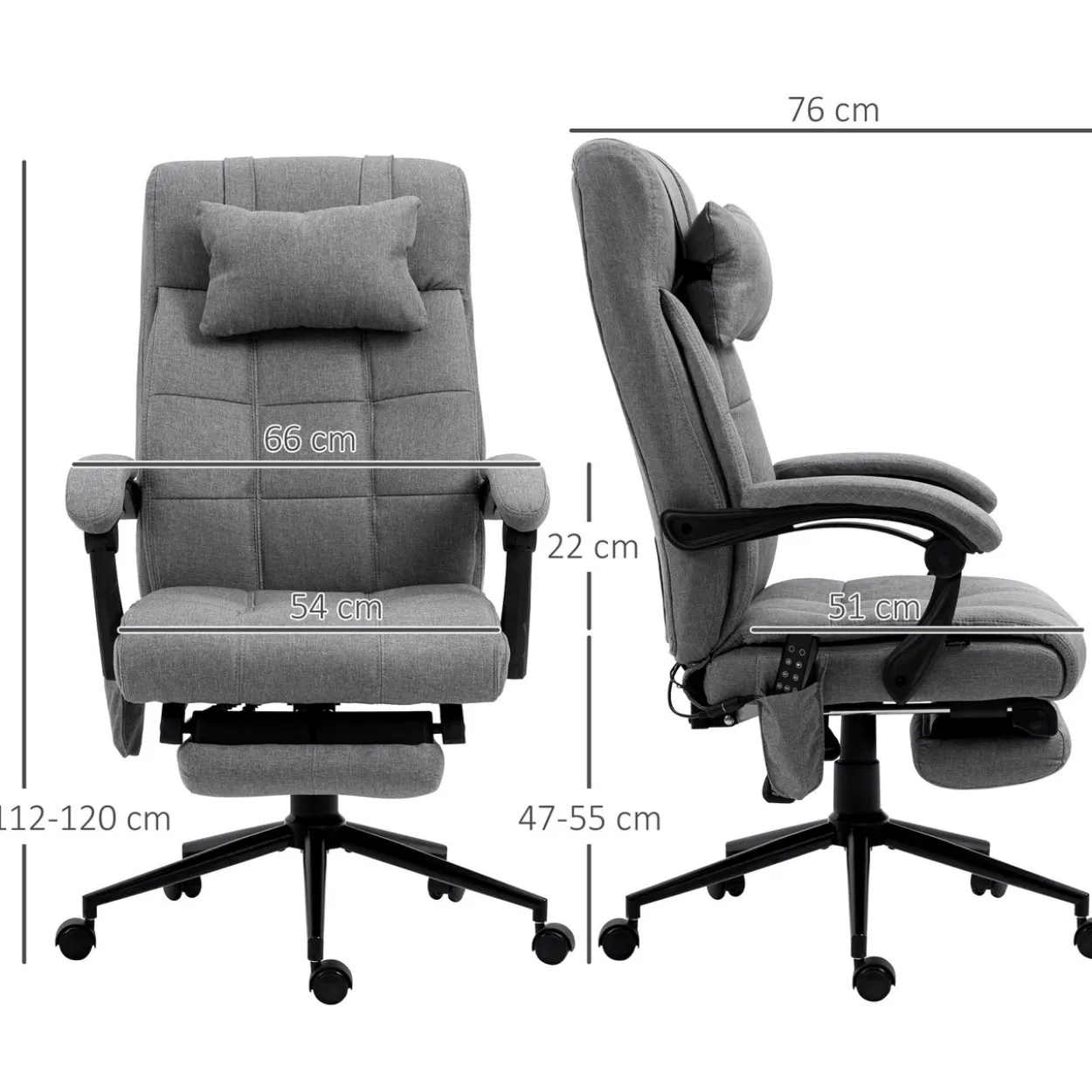 Bürostuhl mit Massagefunktion, Ergonomisch PC Stuhl mit Liegefunktion