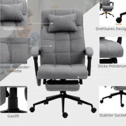 Bürostuhl mit Massagefunktion, Ergonomisch PC Stuhl mit Liegefunktion
