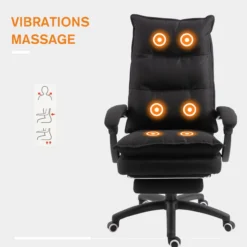 Bürostuhl mit Massagefunktion, höhenverstellbar drehbar, Nylon, Schwarz, 70 x 62 x 120-130 cm