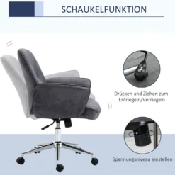 Bürostuhl mit Wippenfunktion bis 120 kg Mikrofaser Dunkelgrau 67 x 69 x 92-102 cm