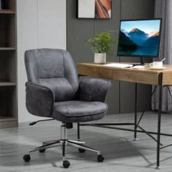 Bürostuhl mit Wippenfunktion bis 120 kg Mikrofaser Dunkelgrau 67 x 69 x 92-102 cm