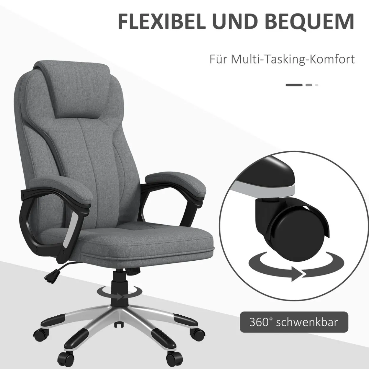 Bürostuhl mit Wippfunktion höhenverstellbar Computerstuhl Grau