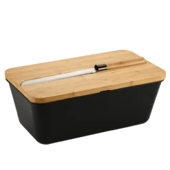 Brotbox, schwarz, mit Messer