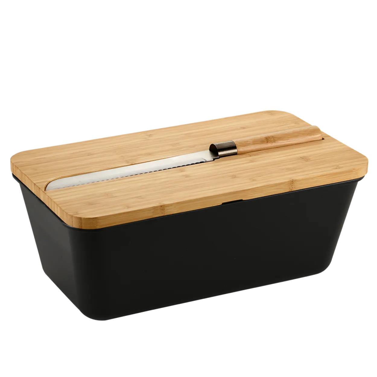 Brotbox, schwarz, mit Messer