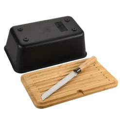 Brotbox, schwarz, mit Messer