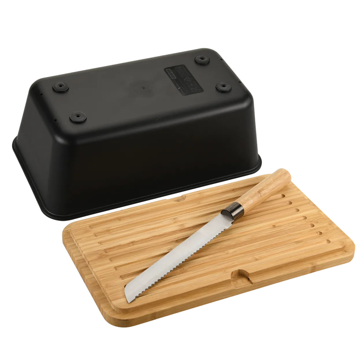 Brotbox, schwarz, mit Messer