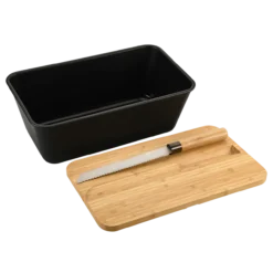 Brotbox, schwarz, mit Messer