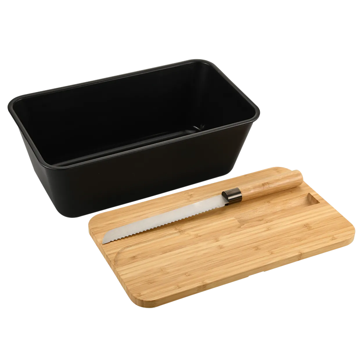 Brotbox, schwarz, mit Messer