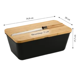 Brotbox, schwarz, mit Messer