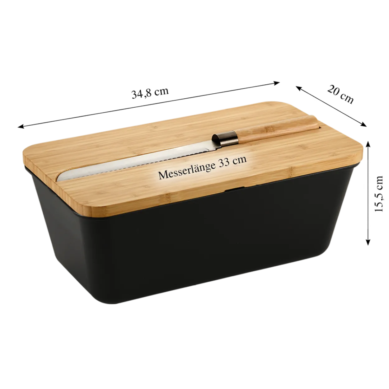Brotbox, schwarz, mit Messer