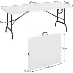 Buffettisch Kunststoff, 183x76x74 cm, weiß