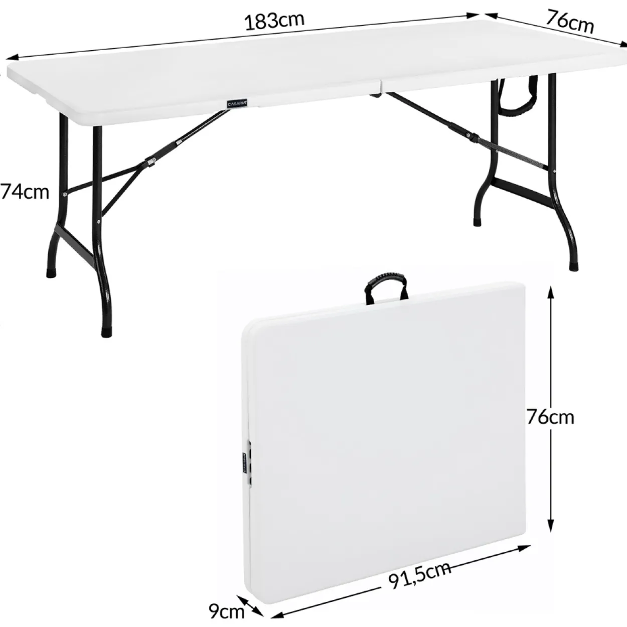 Buffettisch Kunststoff, 183x76x74 cm, weiß