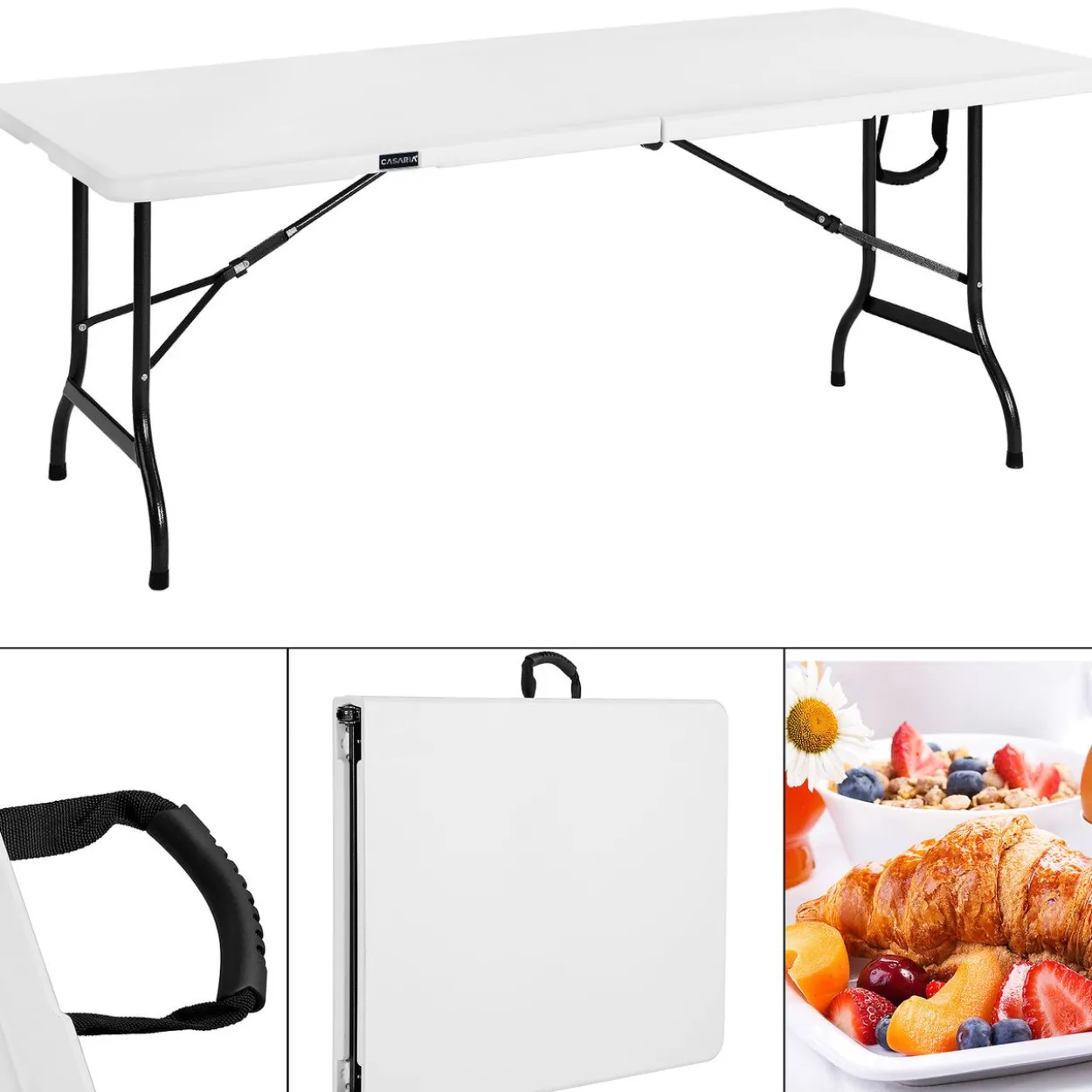 Buffettisch Kunststoff, 183x76x74 cm, weiß