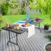 Buffettisch Rattanoptik 180x74x72cm schwarz