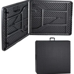 Buffettisch Rattanoptik 180x74x72cm schwarz