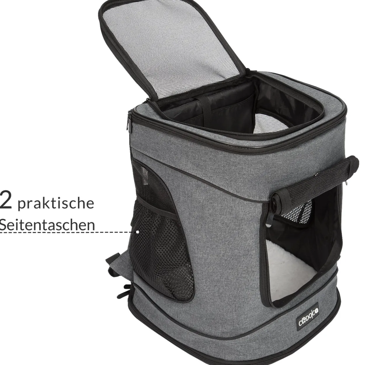 Cadoca Haustierrucksack Grau 41x30x31cm