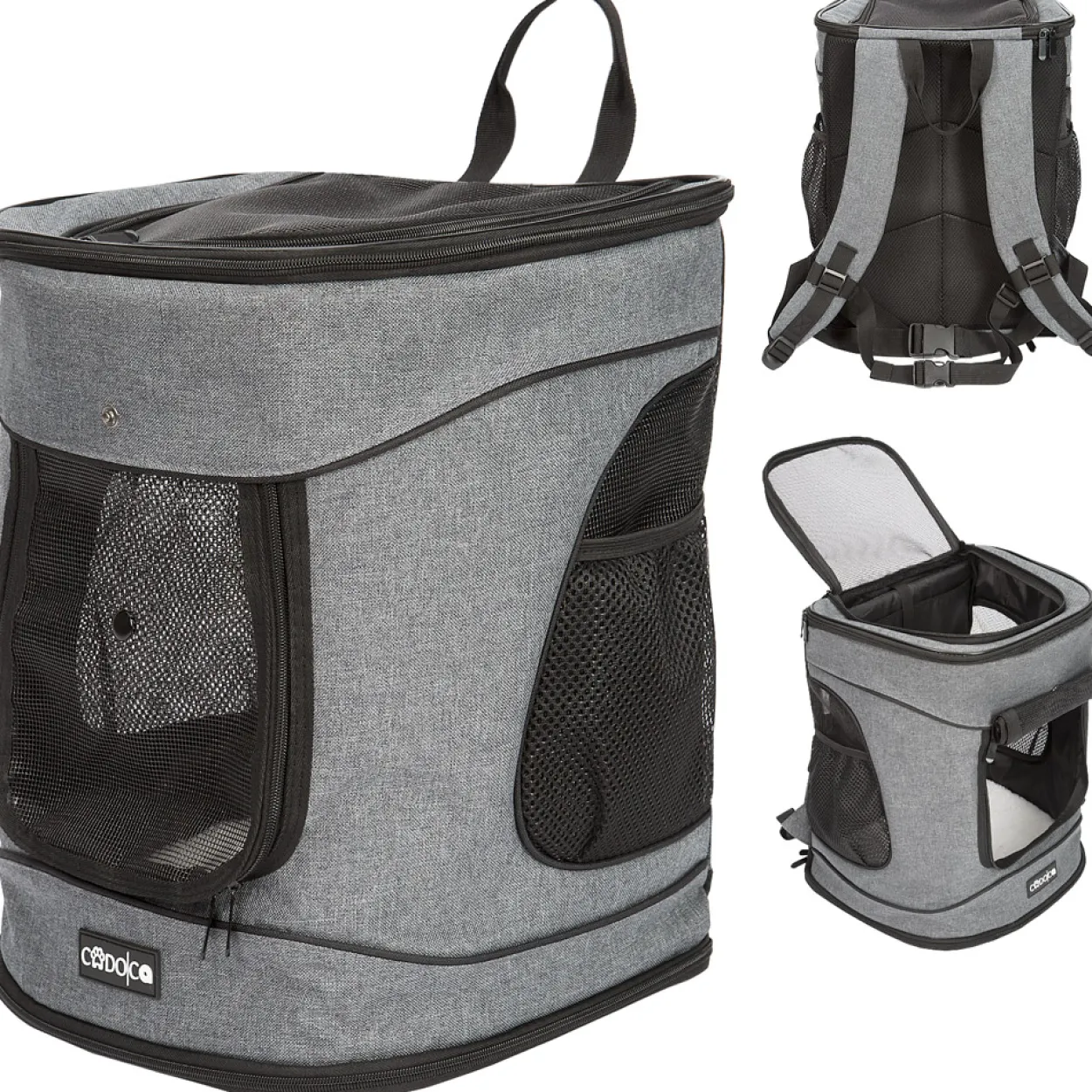 Cadoca Haustierrucksack Grau 41x30x31cm