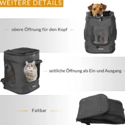 Cadoca Haustierrucksack Schwarz 41x30x31cm