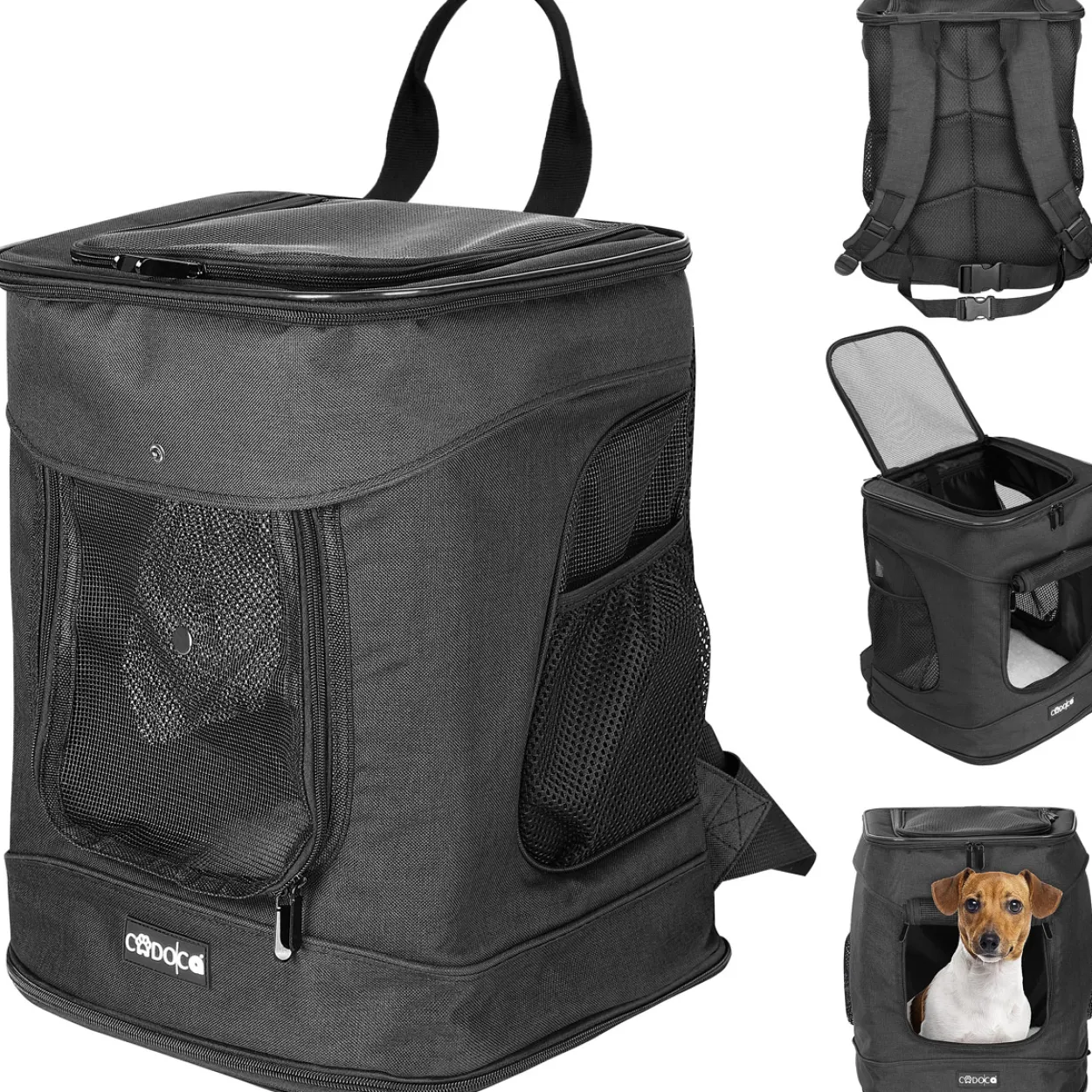 Cadoca Haustierrucksack Schwarz 41x30x31cm