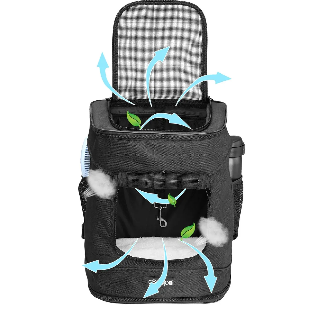 Cadoca Haustierrucksack Schwarz 41x30x31cm